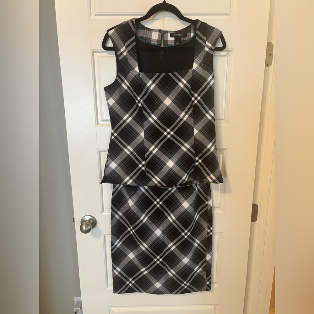 WHBM 2 piece Plaid Black and White Women's Skirt set